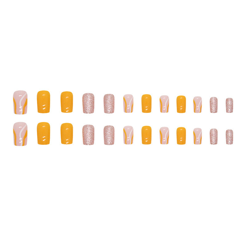 Nail 270 - Sunshine Sparkle Vibrant (24Pcs) - Free Nail Kit Included