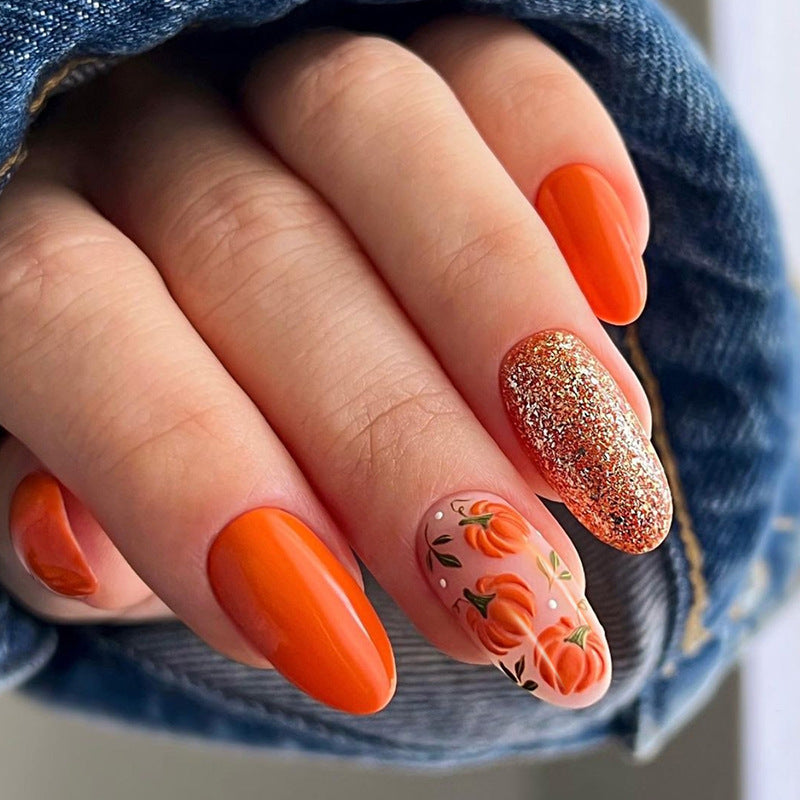 Nail 277 - Sunset Blooms (24Pcs) - Free Nail Kit Included