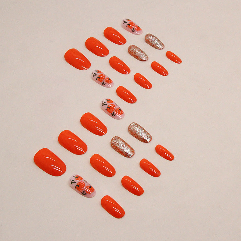 Nail 277 - Sunset Blooms (24Pcs) - Free Nail Kit Included