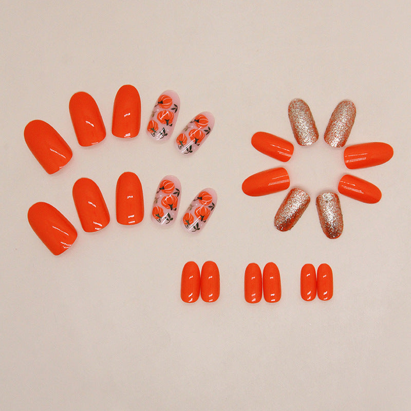 Nail 277 - Sunset Blooms (24Pcs) - Free Nail Kit Included