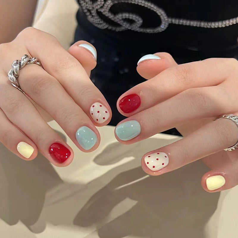 Nail 281 - Playful Polka (24Pcs) - Free Nail Kit Included