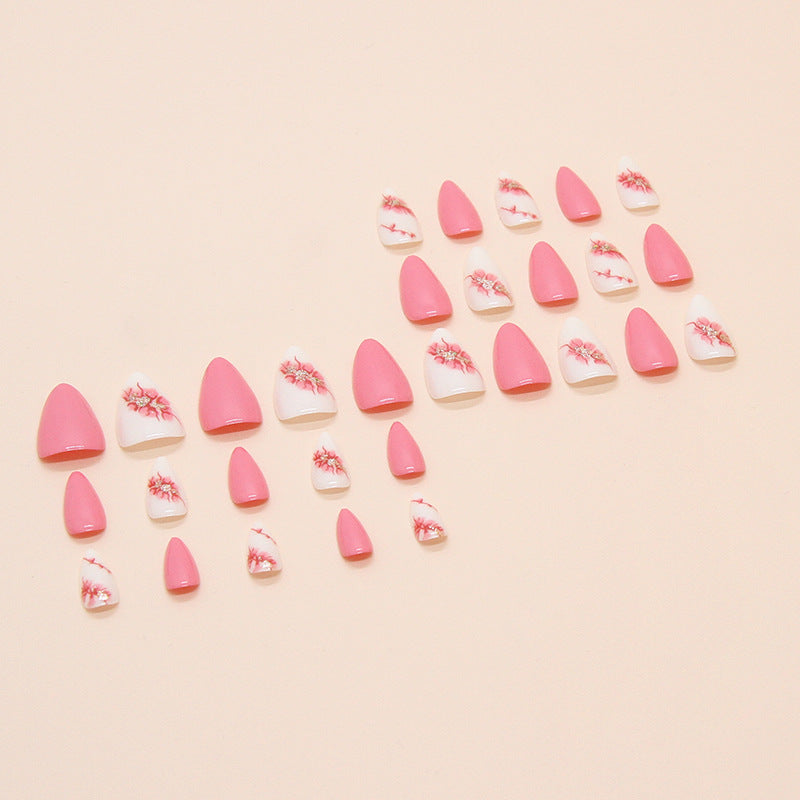 Nail 282 - Blooming Elegance (24Pcs) - Free Nail Kit Included