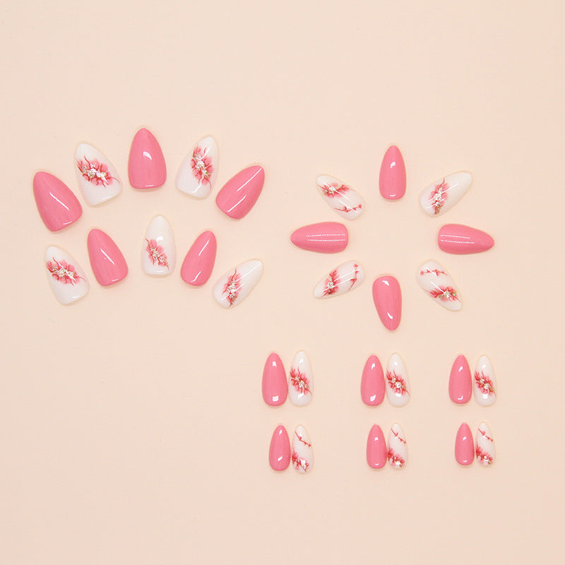Nail 282 - Blooming Elegance (24Pcs) - Free Nail Kit Included