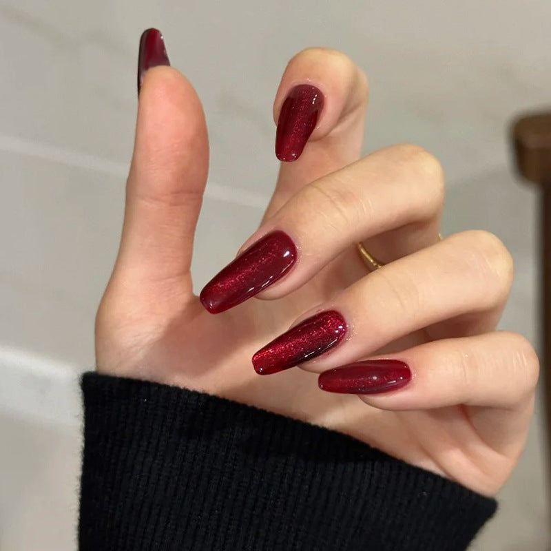 Nail 289 - Crimson Elegance (30Pcs) - Free Nail Kit Included