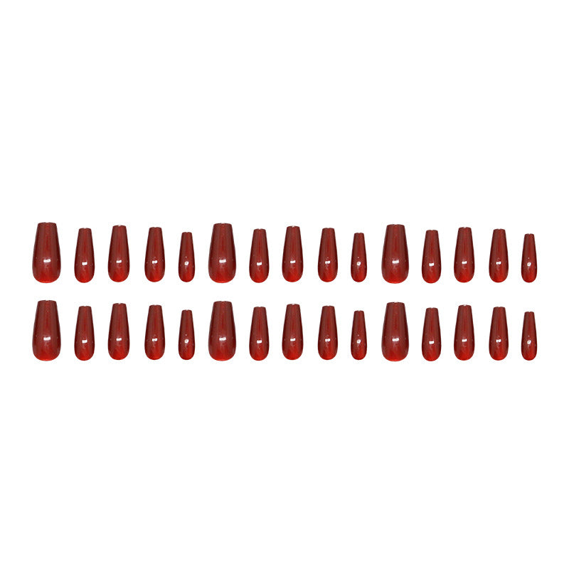 Nail 289 - Crimson Elegance (30Pcs) - Free Nail Kit Included