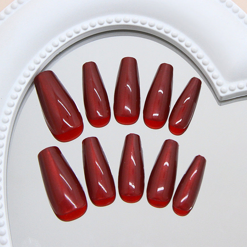 Nail 289 - Crimson Elegance (30Pcs) - Free Nail Kit Included