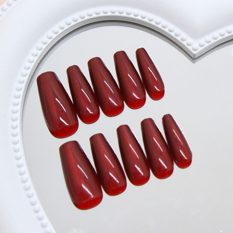 Nail 289 - Crimson Elegance (30Pcs) - Free Nail Kit Included