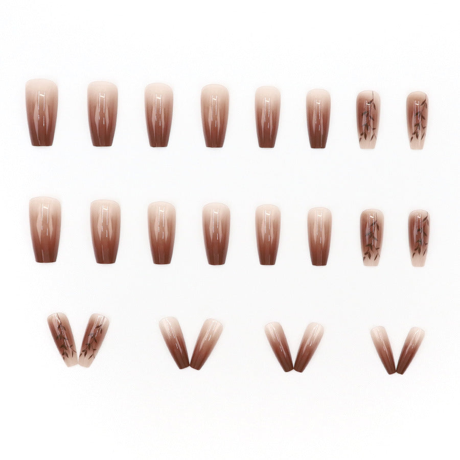 Nail 327 - Caramel Harmony (24Pcs) - Free Nail Kit Included
