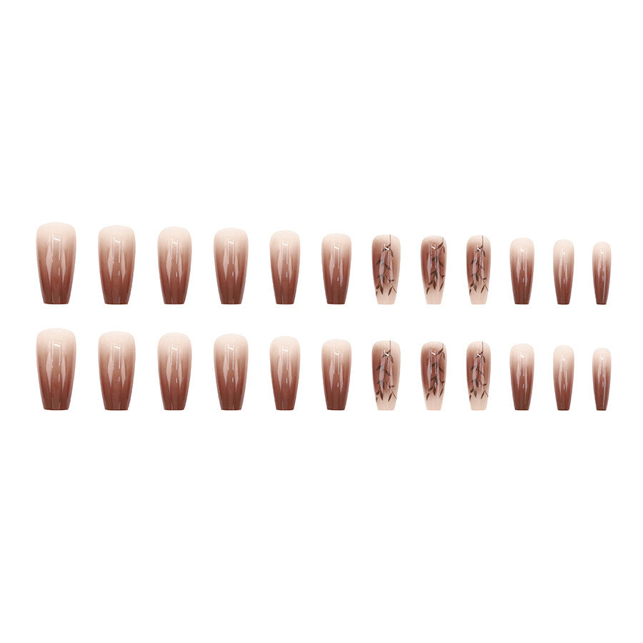 Nail 327 - Caramel Harmony (24Pcs) - Free Nail Kit Included