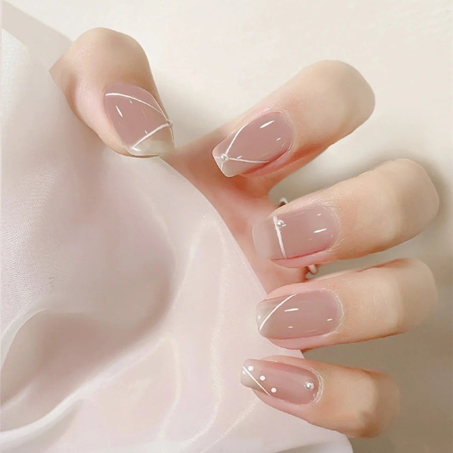 Nail 329 - Chic Lines (24Pcs) - Free Nail Kit Included