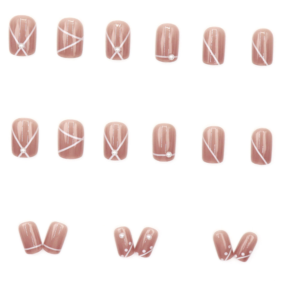 Nail 329 - Chic Lines (24Pcs) - Free Nail Kit Included