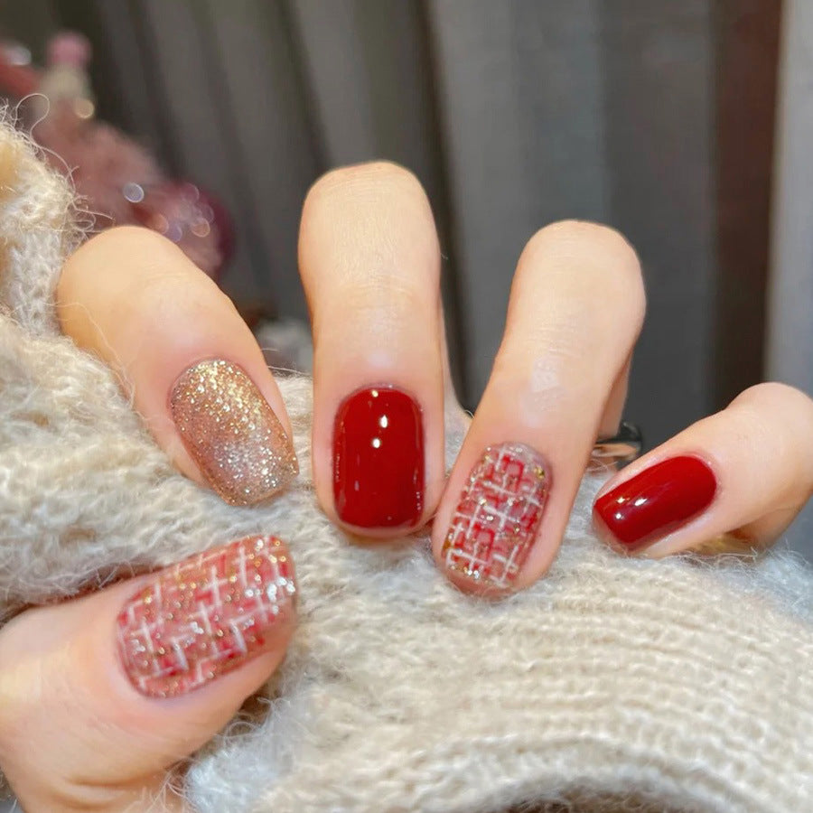 Nail 338 - Festive Elegance (24Pcs) - Free Nail Kit Included