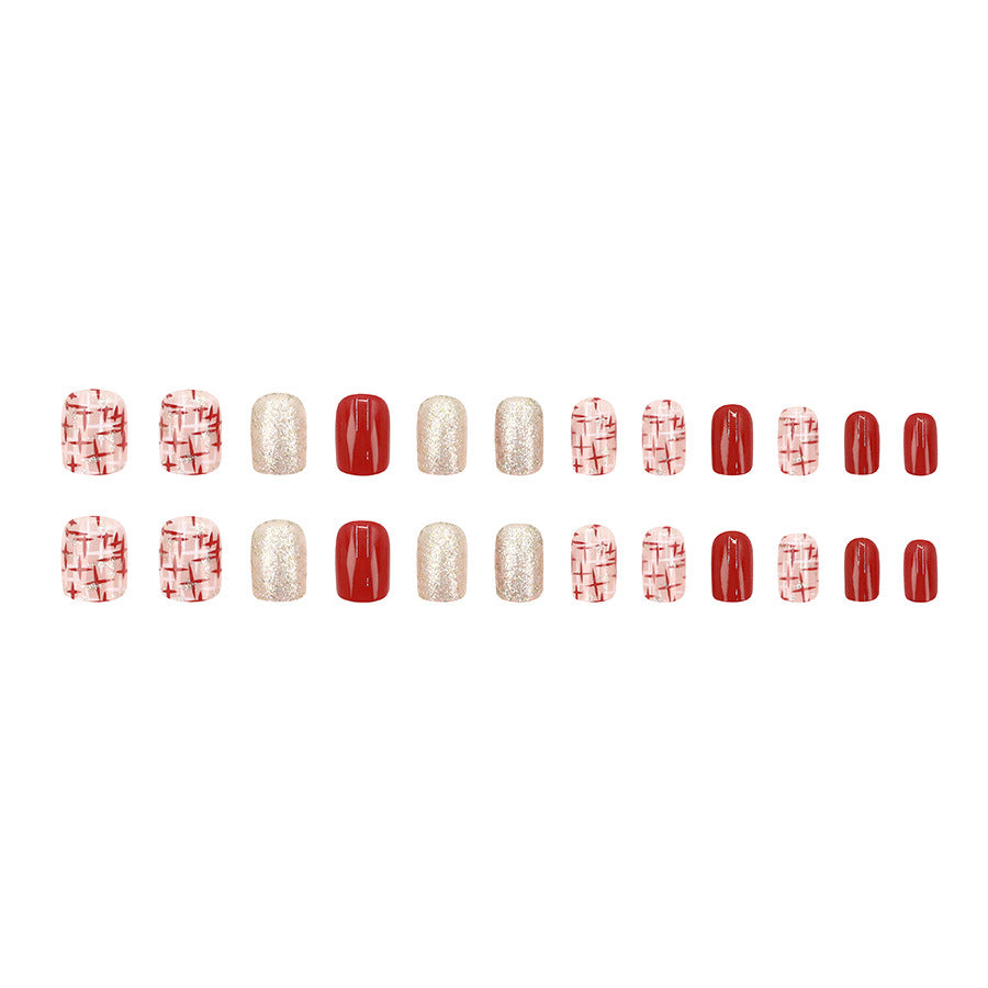 Nail 338 - Festive Elegance (24Pcs) - Free Nail Kit Included