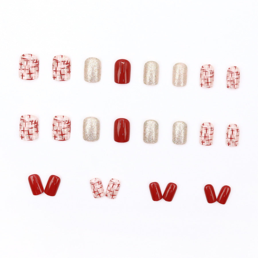 Nail 338 - Festive Elegance (24Pcs) - Free Nail Kit Included