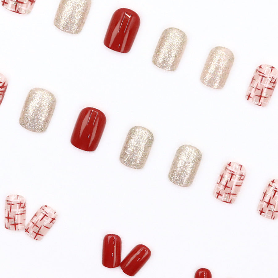 Nail 338 - Festive Elegance (24Pcs) - Free Nail Kit Included