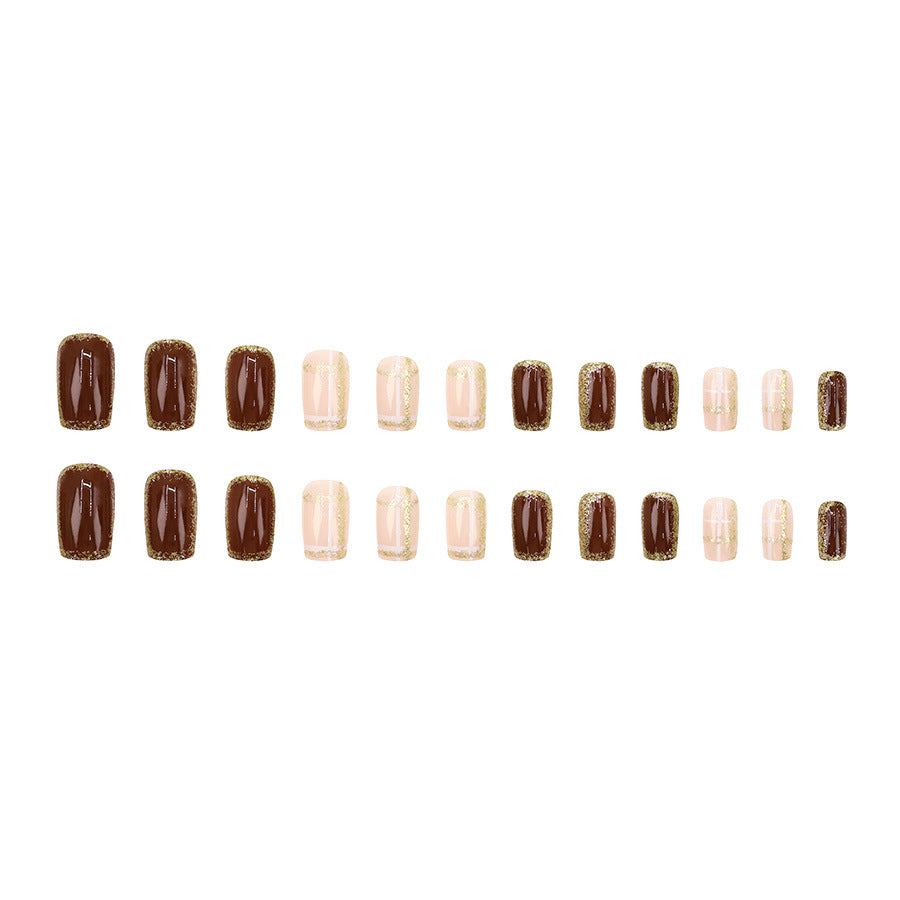 Nail 339 - Chocolate Truffle (24Pcs) - Free Nail Kit Included