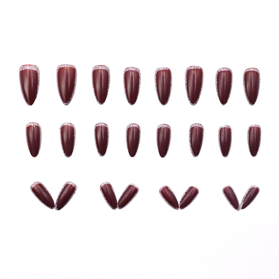 Nail 354 - Deep Burgundy (24Pcs) - Free Nail Kit Included