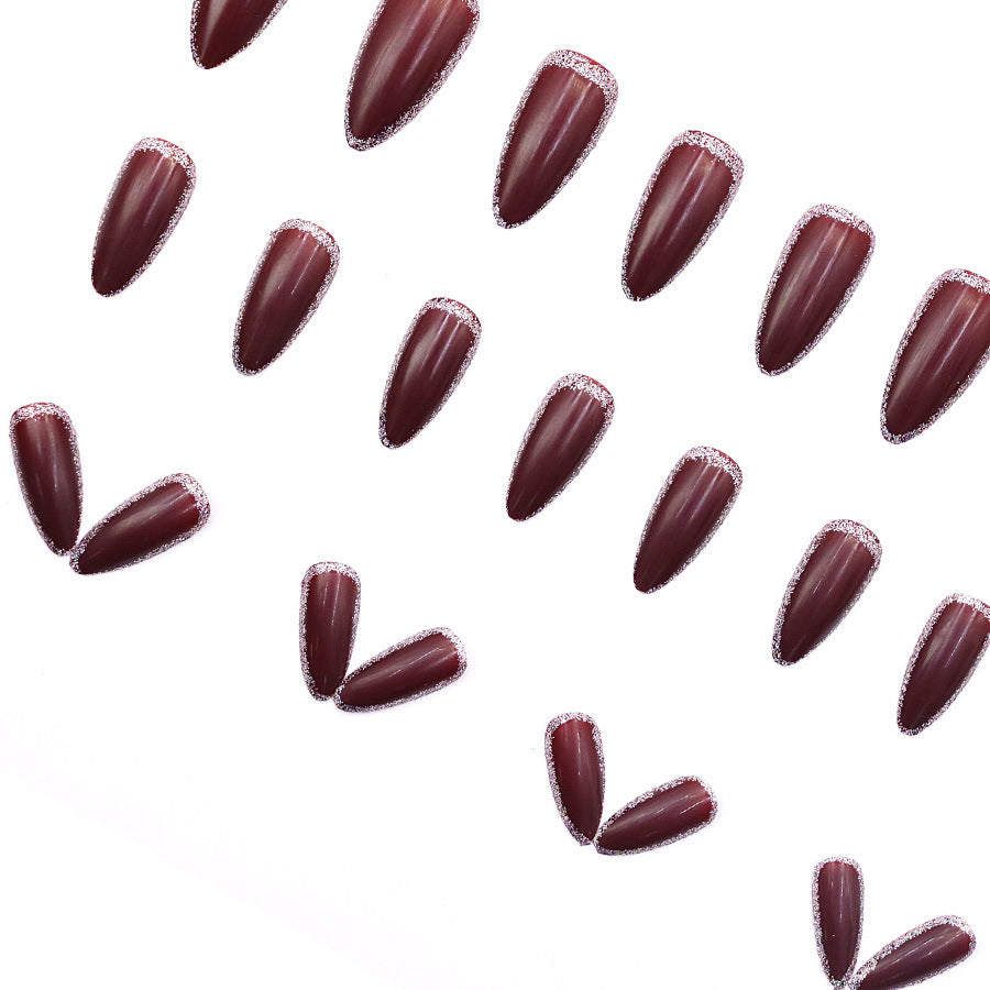 Nail 354 - Deep Burgundy (24Pcs) - Free Nail Kit Included