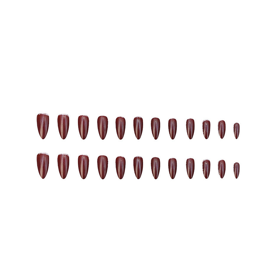 Nail 354 - Deep Burgundy (24Pcs) - Free Nail Kit Included