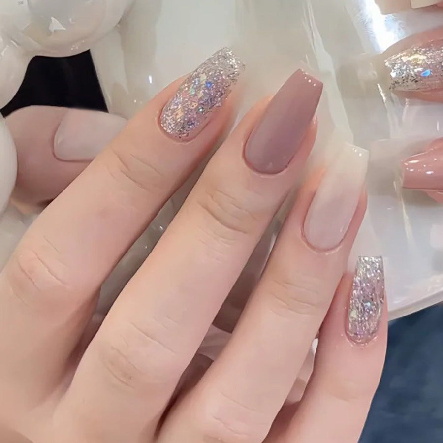 Nail 358 - Lavender Sparkle (24Pcs) - Free Nail Kit Included