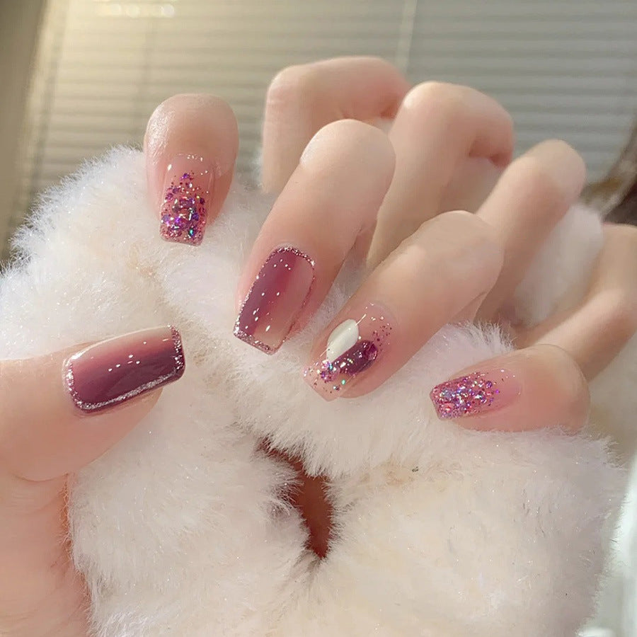 Nail 362 - Pink Sparkle (24Pcs) - Free Nail Kit Included