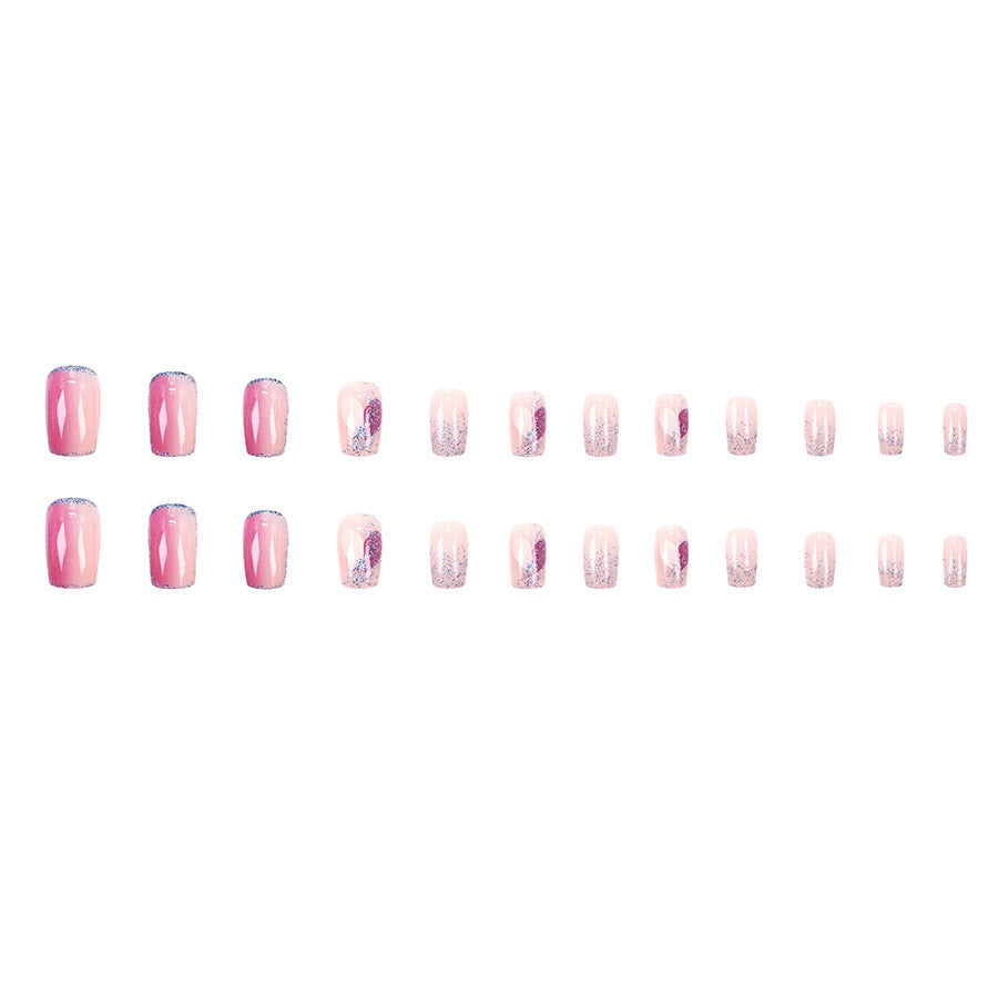 Nail 362 - Pink Sparkle (24Pcs) - Free Nail Kit Included