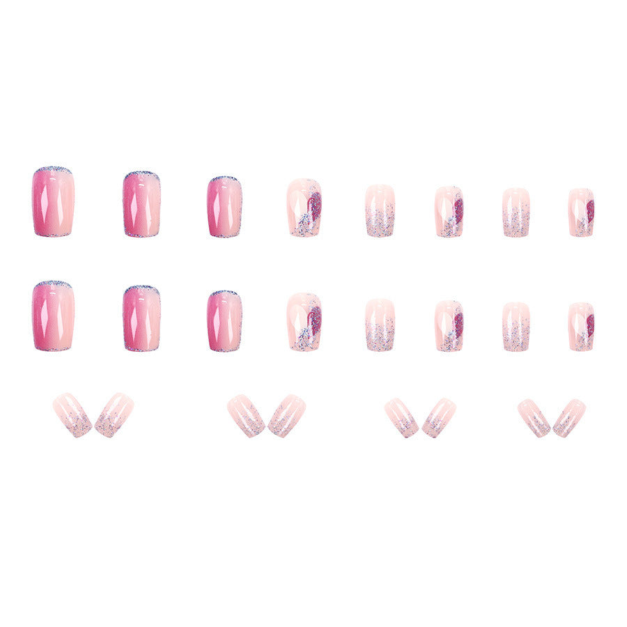 Nail 362 - Pink Sparkle (24Pcs) - Free Nail Kit Included