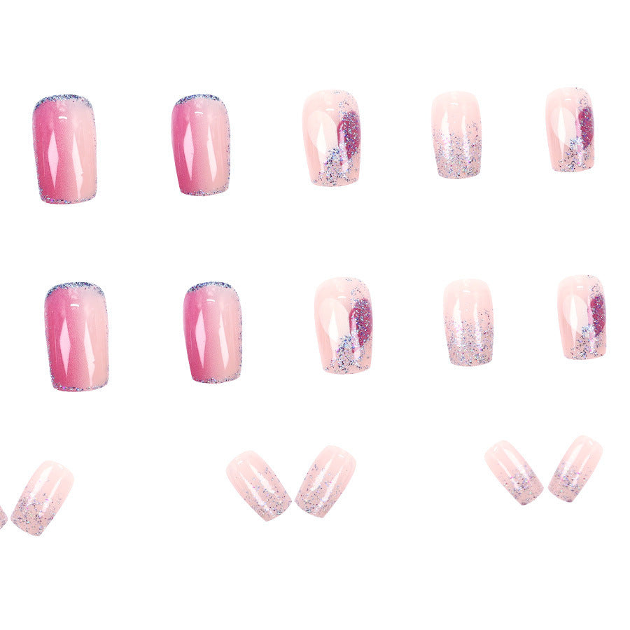 Nail 362 - Pink Sparkle (24Pcs) - Free Nail Kit Included