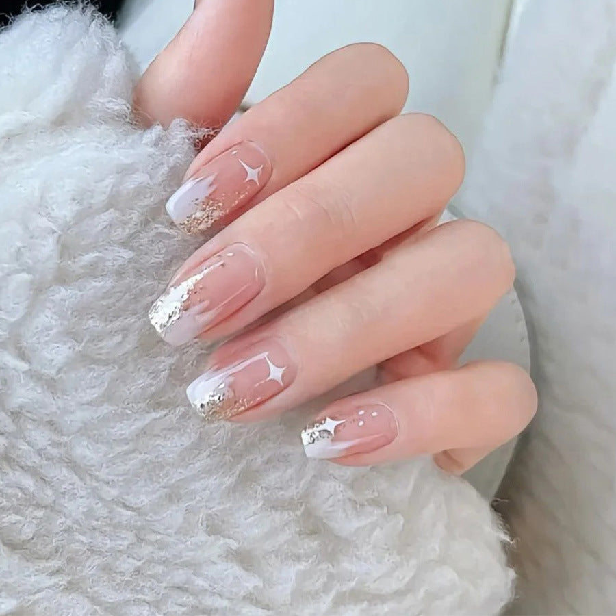 Nail 369 - Starry Nude Elegance (24Pcs) - Free Nail Kit Included