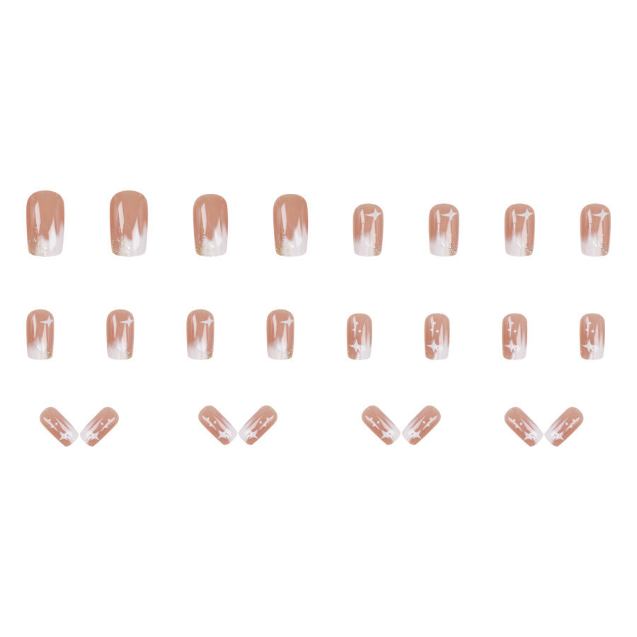 Nail 369 - Starry Nude Elegance (24Pcs) - Free Nail Kit Included