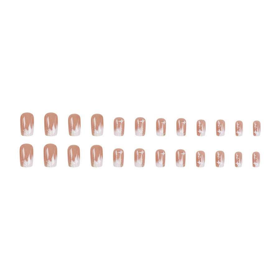 Nail 369 - Starry Nude Elegance (24Pcs) - Free Nail Kit Included