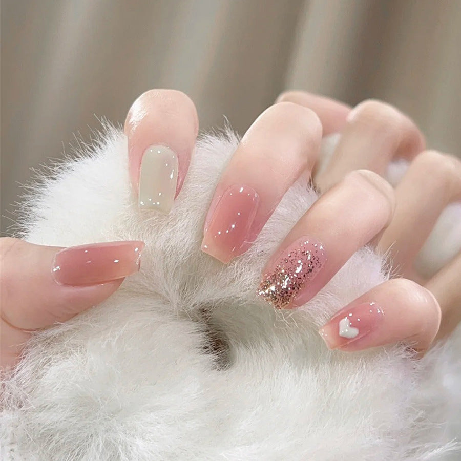 Nail 372 - Gentle Blossom (24Pcs) - Free Nail Kit Included