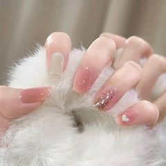Nail 372 - Gentle Blossom (24Pcs) - Free Nail Kit Included