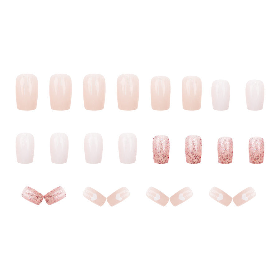 Nail 372 - Gentle Blossom (24Pcs) - Free Nail Kit Included