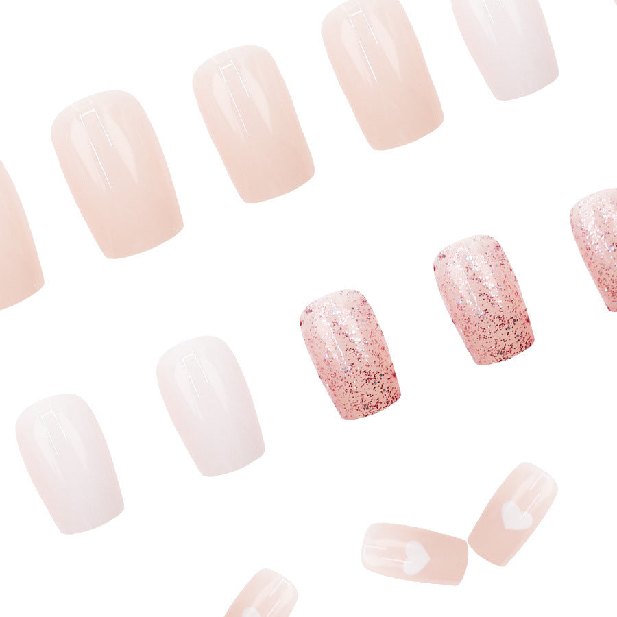 Nail 372 - Gentle Blossom (24Pcs) - Free Nail Kit Included