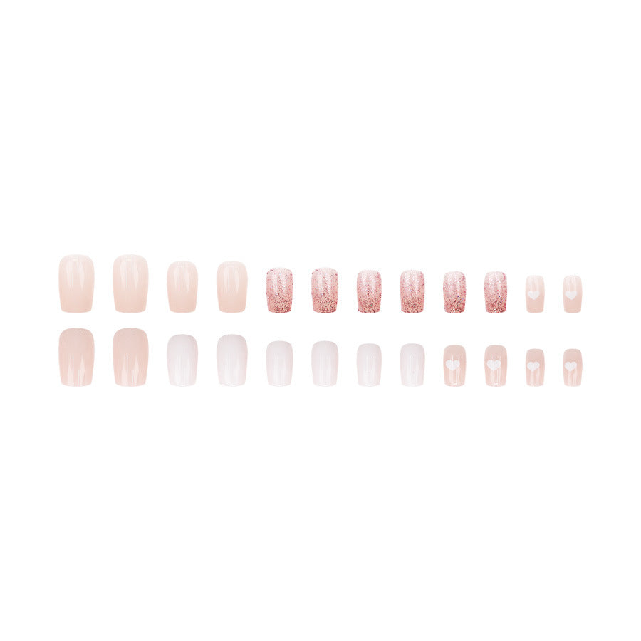 Nail 372 - Gentle Blossom (24Pcs) - Free Nail Kit Included