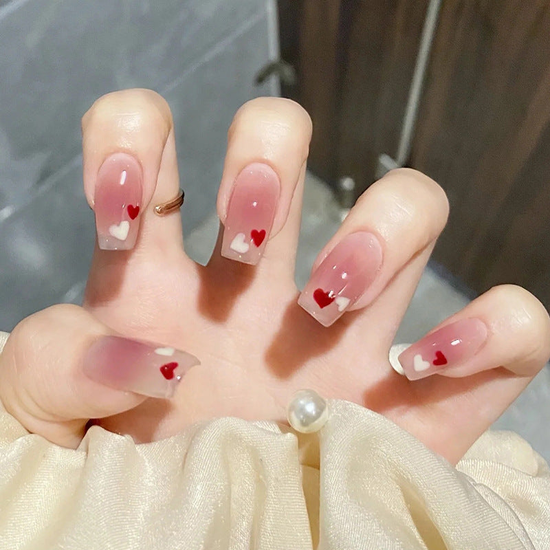 Nail 381 - Lovely Hearts (24Pcs) - Free Nail Kit Included