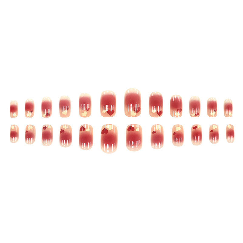 Nail 381 - Lovely Hearts (24Pcs) - Free Nail Kit Included