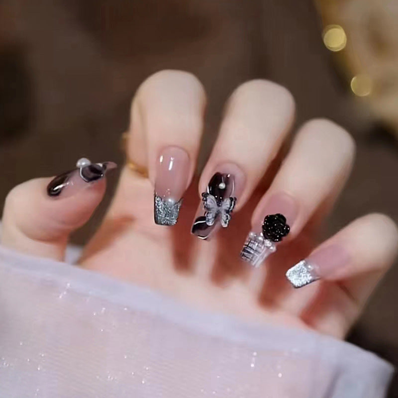 Nail 382 - Elegant Butterfly (24Pcs) - Free Nail Kit Included