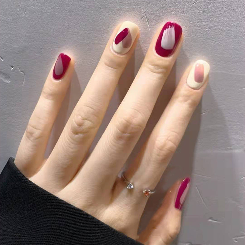 Nail 383 - Romantic Hearts (24Pcs) - Free Nail Kit Included