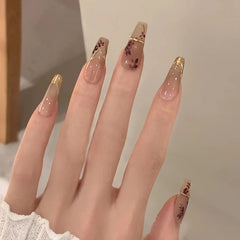 Nail 387 - Floral Elegance (24Pcs) - Free Nail Kit Included