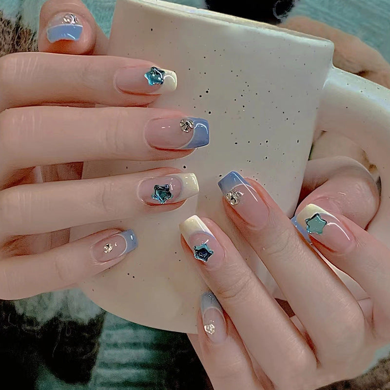 Nail 389 - Glittering Gemstones (24Pcs) - Free Nail Kit Included