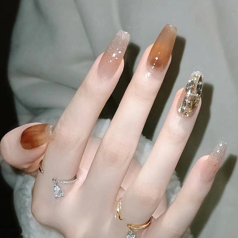 Nail 393 - Amber Aura  (24Pcs) - Free Nail Kit Included