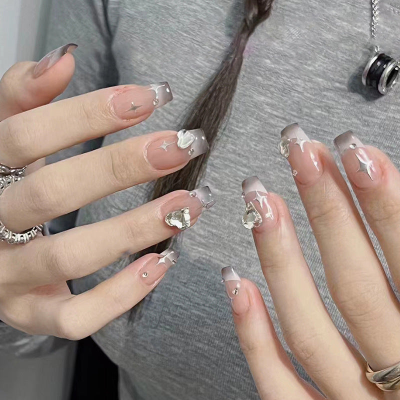 Nail 404 - Silver Echo (24Pcs) - Free Nail Kit Included