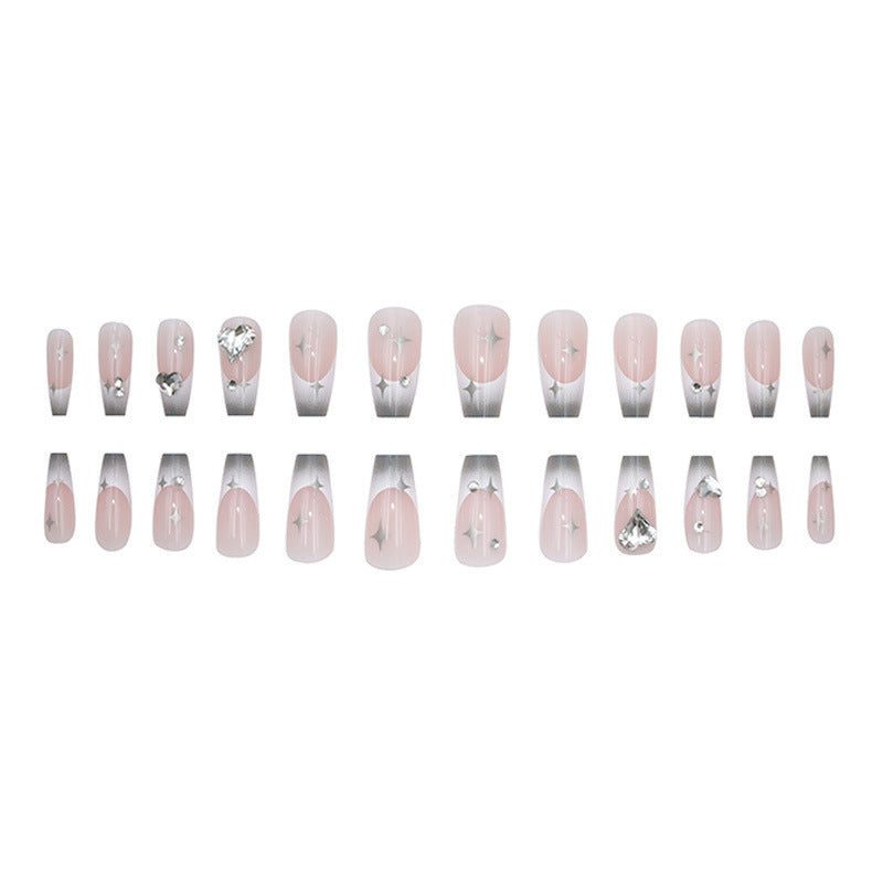 Nail 404 - Silver Echo (24Pcs) - Free Nail Kit Included