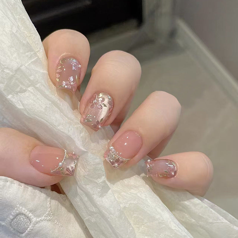 Nail 422 - Milky Aura Sheer Press-On Nails (24Pcs) - Free Nail Kit Included