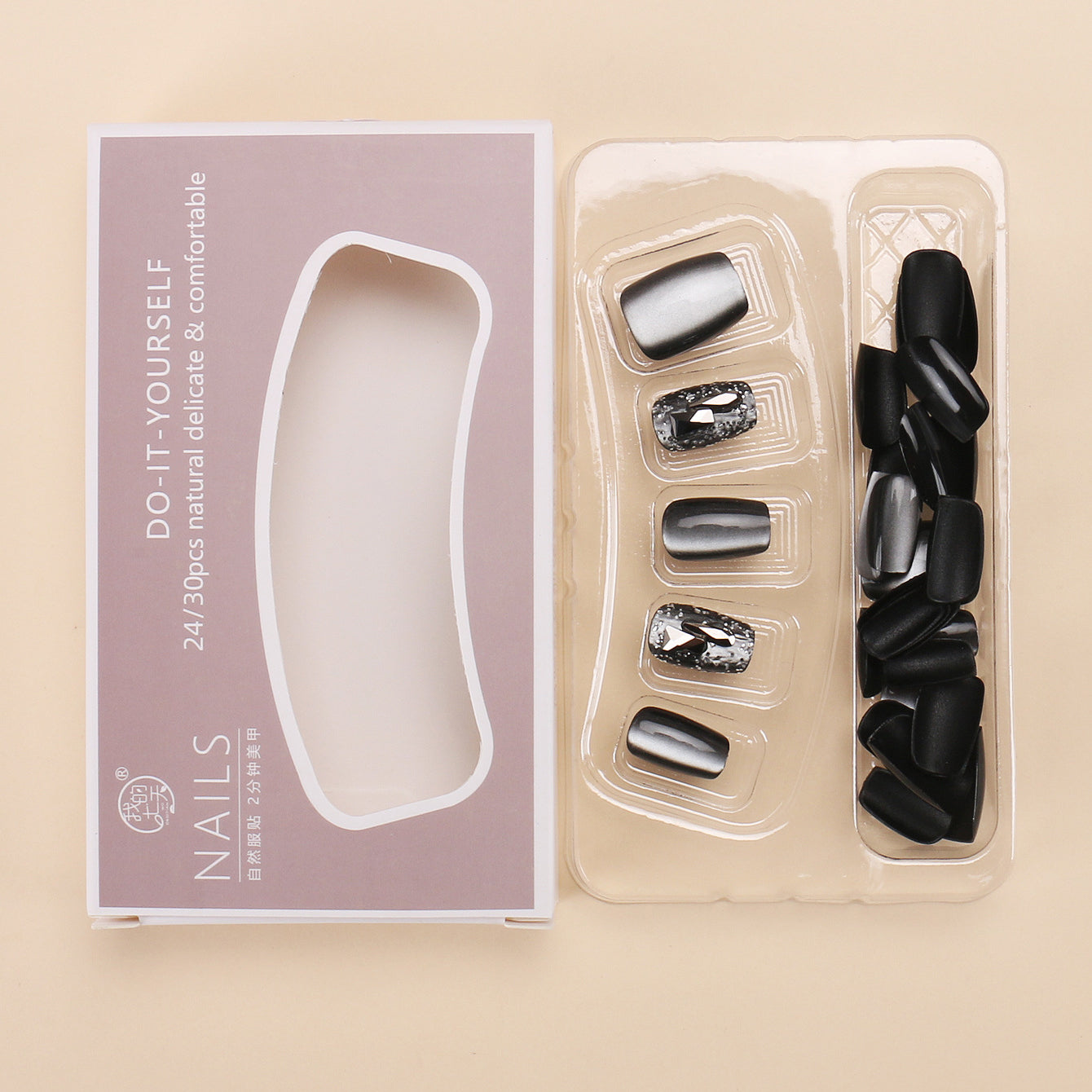 Nail 440 - Starry Night Sky Design(30Pcs) - Free Nail Kit Included