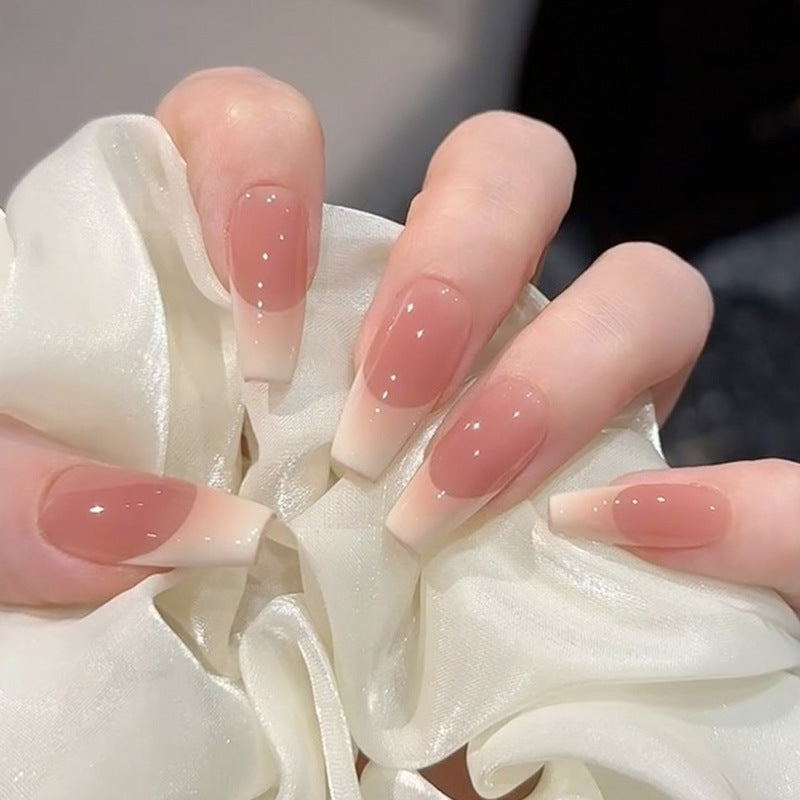 Nail 446 - French White-Edged Nail (30Pcs) - Free Nail Kit Included
