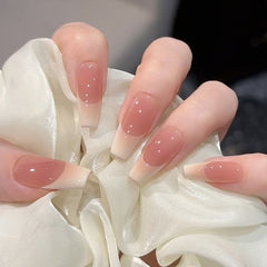 Nail 446 - French White-Edged Nail (30Pcs) - Free Nail Kit Included