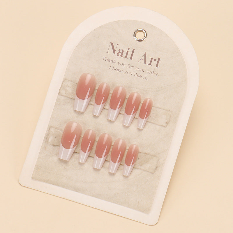 Nail 446 - French White-Edged Nail (30Pcs) - Free Nail Kit Included
